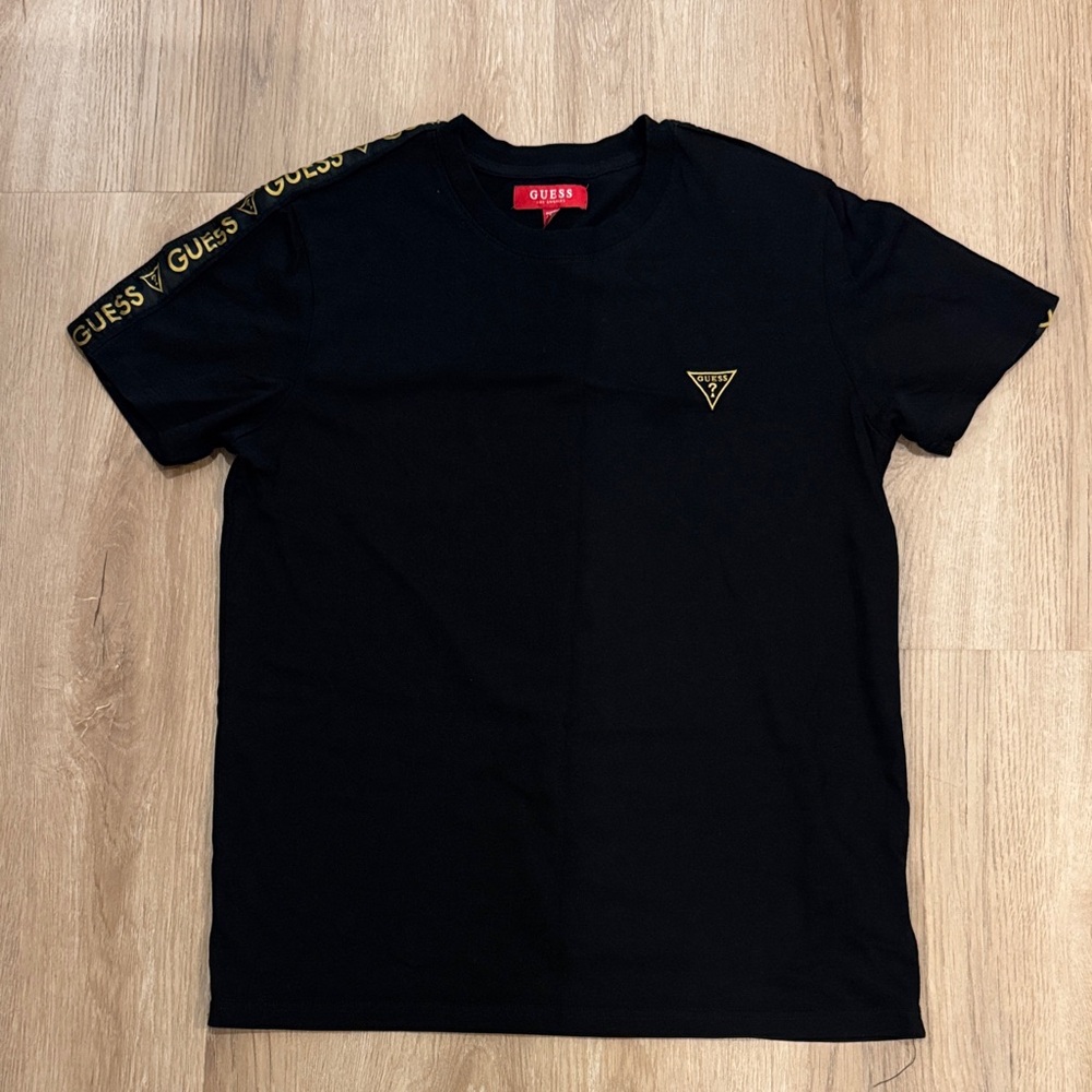 GUESS Black Tee with Gold Logo